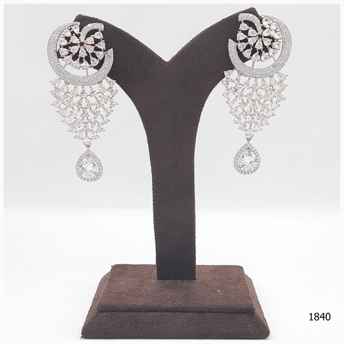 Rose Gold American Diamond Earring With Beautiful American Diamond Hanging