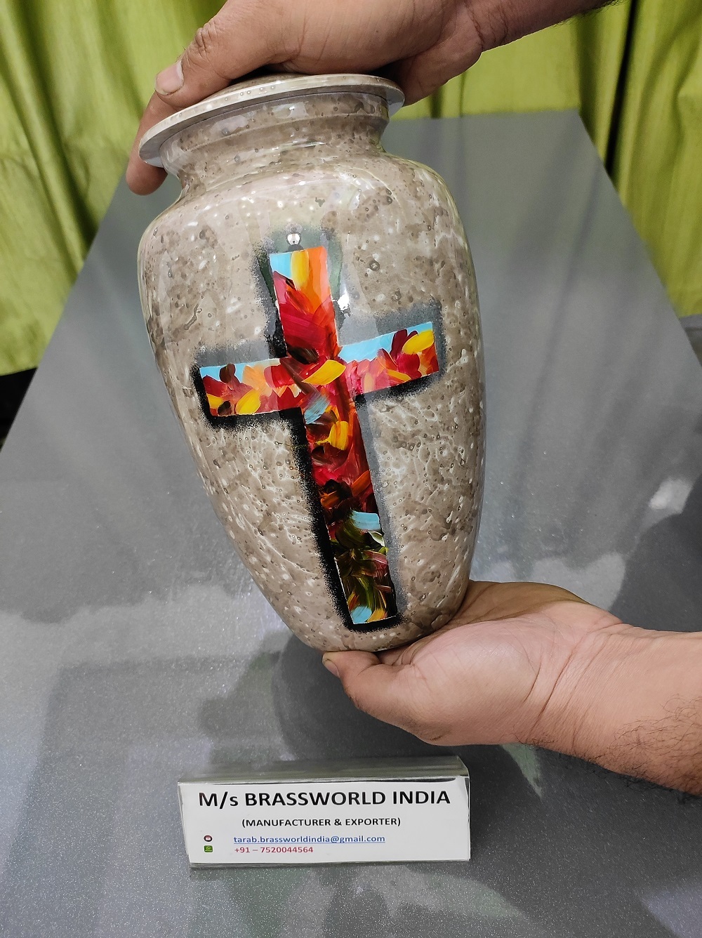 Aluminum Large Burial Hand Painted Urn Funeral Supplies