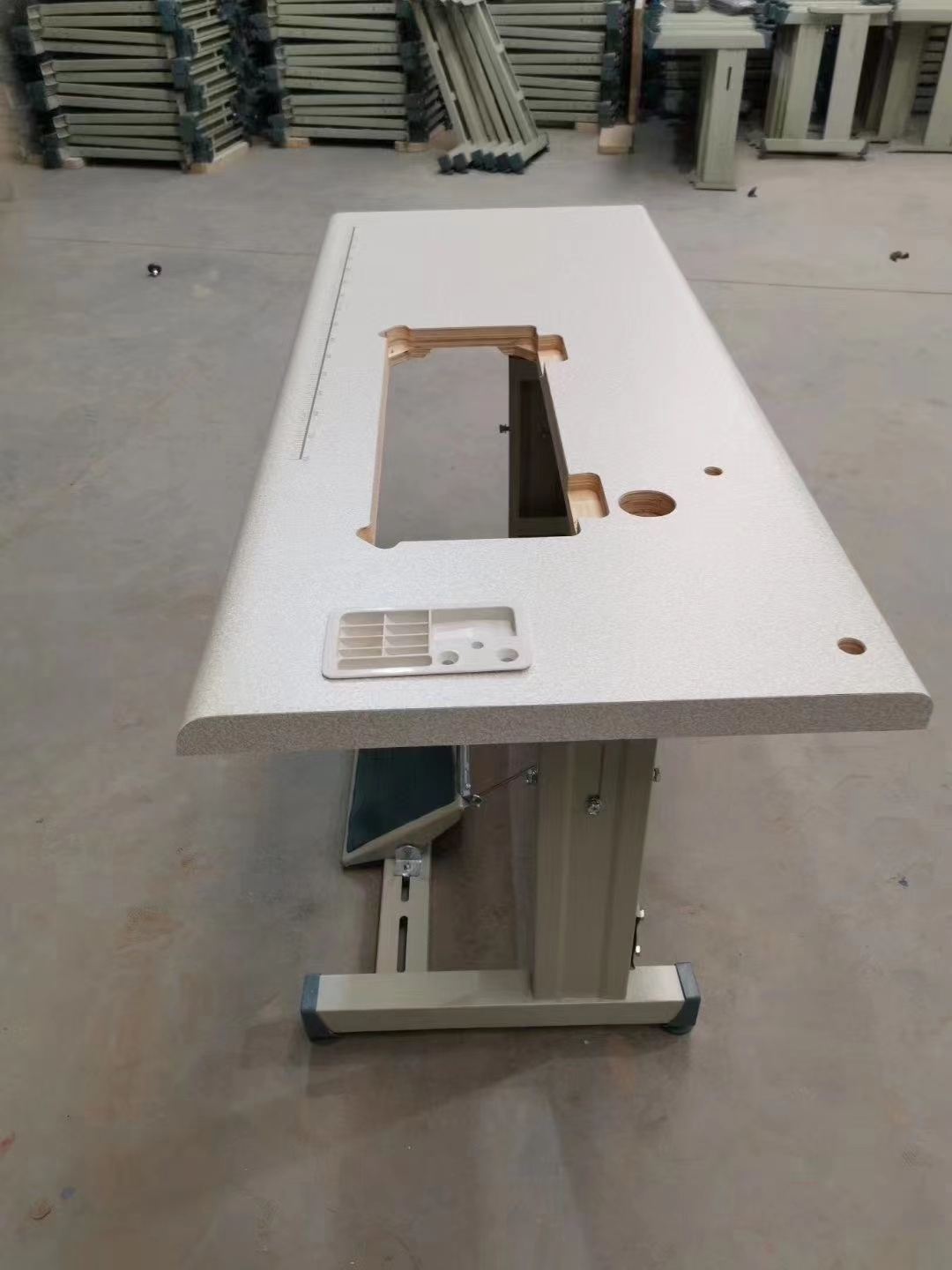 Industrial Sewing Machine Table - Steel Build, 122x55x11mm Size, White Finish | Easy Assembly, Smooth Surface, Adjustable Stand Available