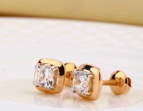 Diamond Solitaire Stud Earrings - 1.00 Carat SI1 Princess Cut Natural Diamonds | Excellent Cut, IJ White Diamond Color