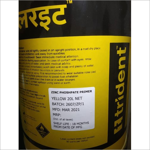 Zinc Phosphate Primer - 20 L Yellow Liquid | Brush Application for Industrial Use, Inhibitive Corrosion Protection