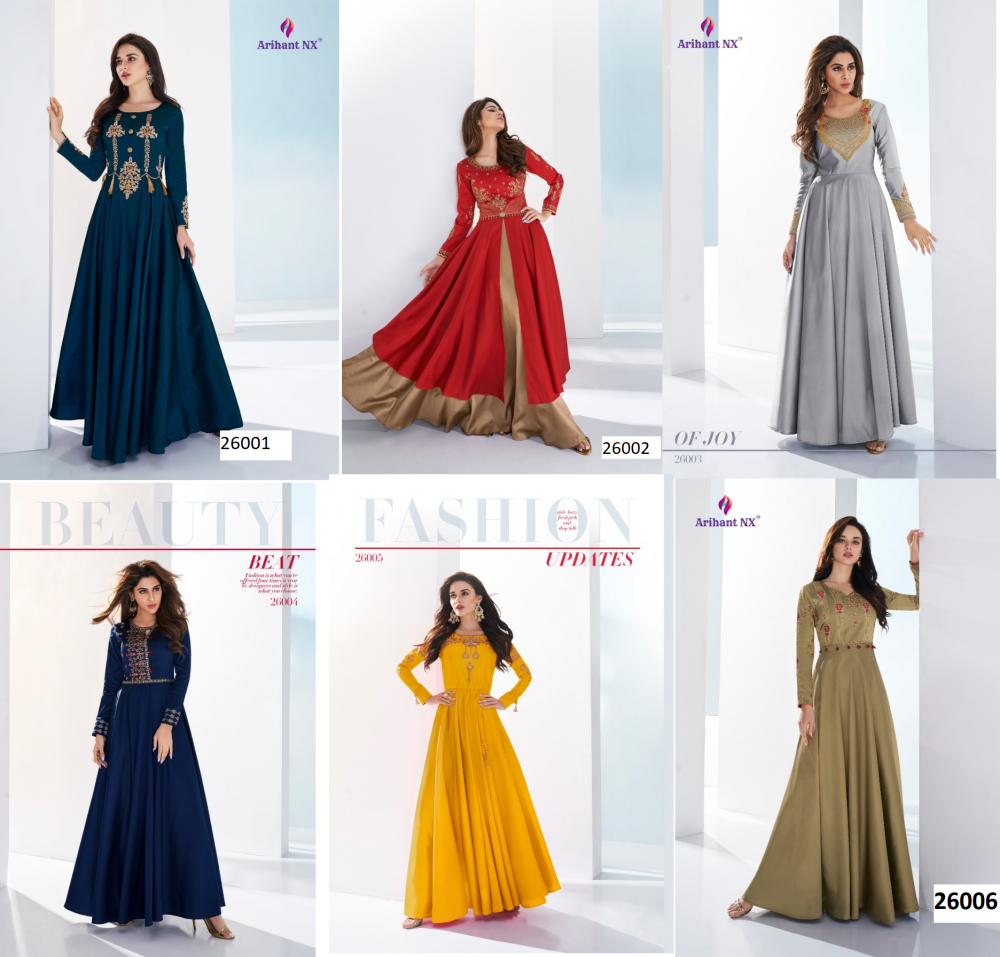 Arihant Nx Saanvi Soft Silk Floor Length Long Kurtis Catalog