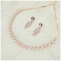 Rose Gold Plated American Diamond Necklace Set