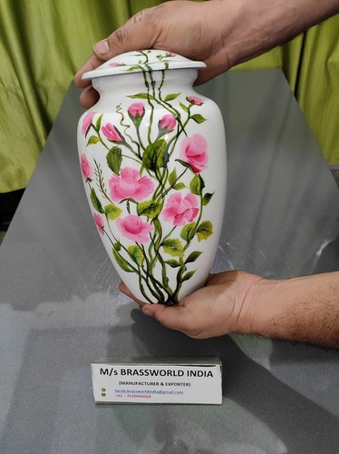 मानव राख के लिए एल्यूमीनियम देवत्व हाथ चित्रित दफन श्मशान कलश