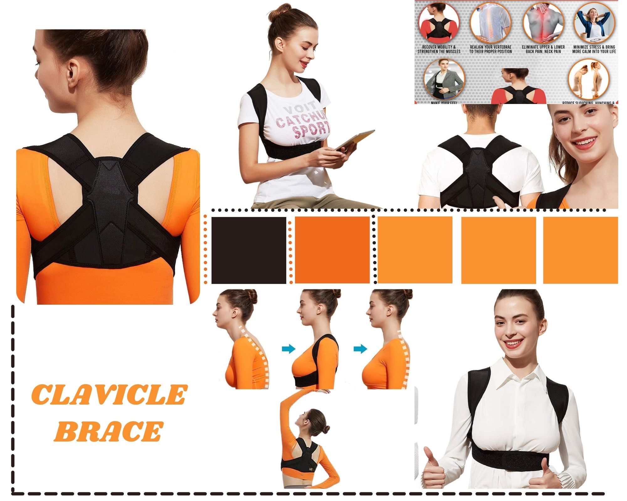 Posture Correction Back Brace - Neoprene, One Size, Black | Effective Support For Back Pain Relief, Ergonomic Design For Improved Confidence