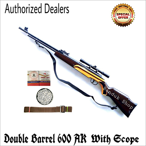 Double Barrel 600 Ak Air Rifle With Scope - Material: Metal