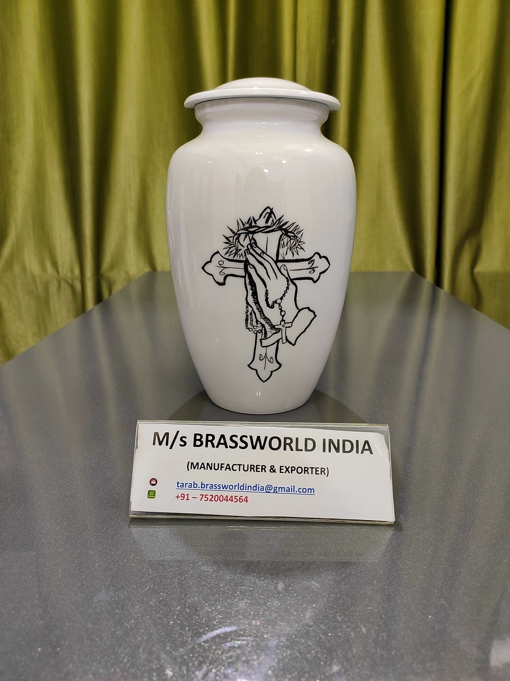 Aluminum Pearl 10 Inches Hand Painted Cremation Urn Funeral Supplies