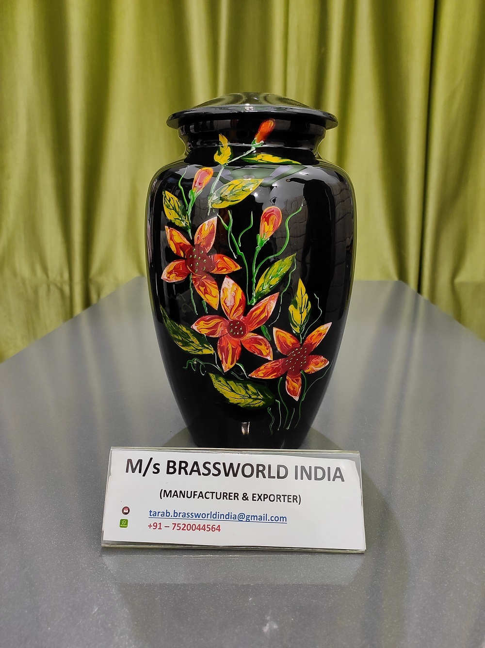 Aluminum Pearl 10 Inches Hand Painted Cremation Urn Funeral Supplies