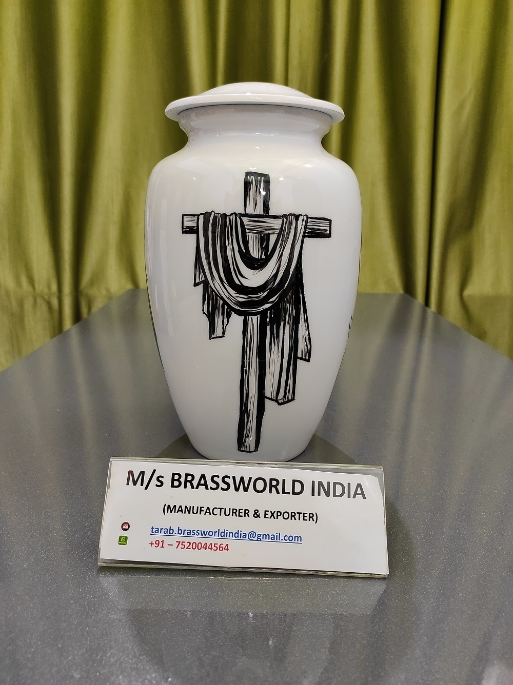 Aluminum Pearl 10 Inches Hand Painted Cremation Urn Funeral Supplies