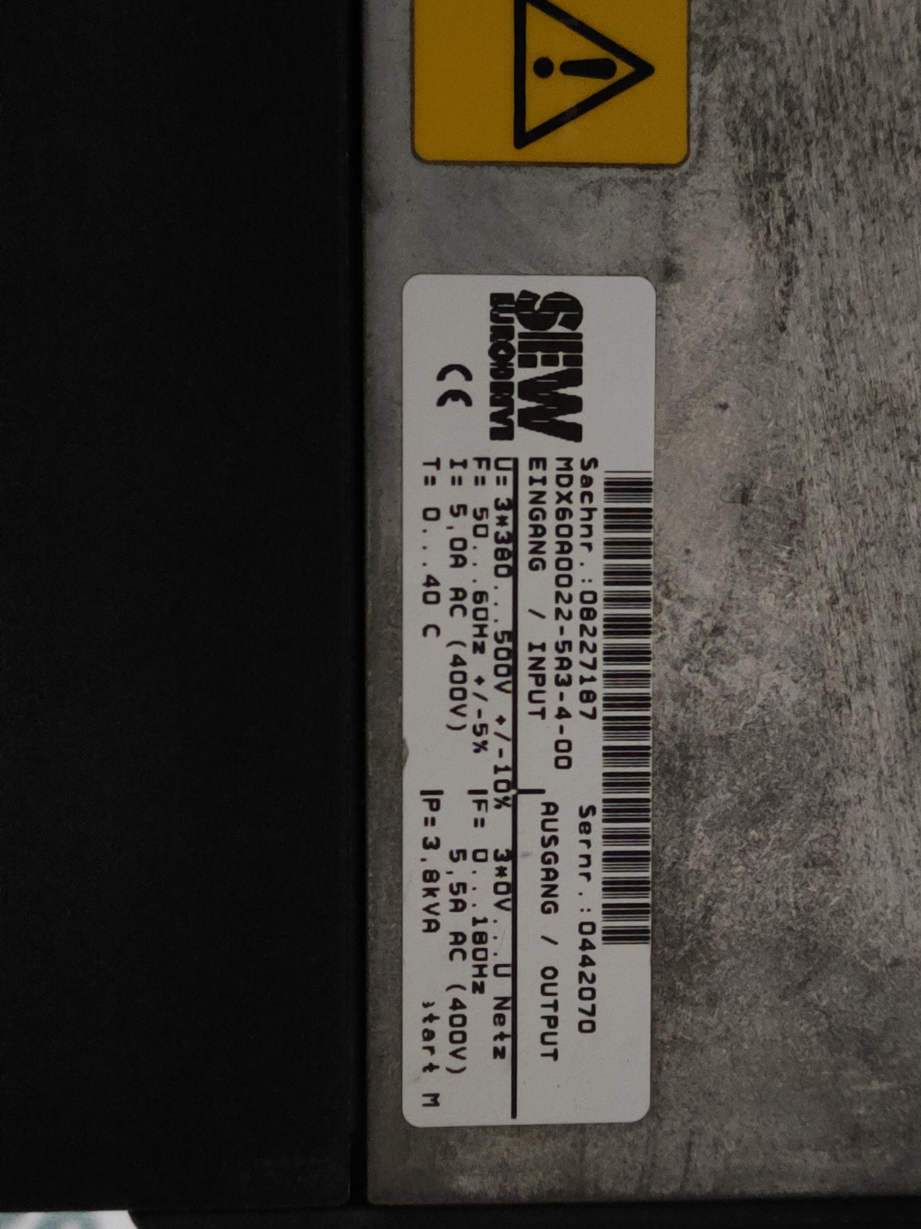 Sew Eurodrive Mdx60a0022-5a3-4-00 Control Unit