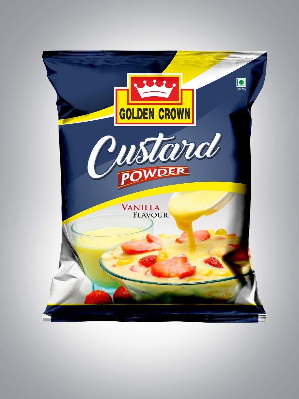 Custurd Powder Packaging Plastic Pouch - Pet Material, Custom Size, Color As Per Customer, Soft Hardness, 3-side Seal, Spout Pouch | Dimensional Accuracy, Hassle-free Usage