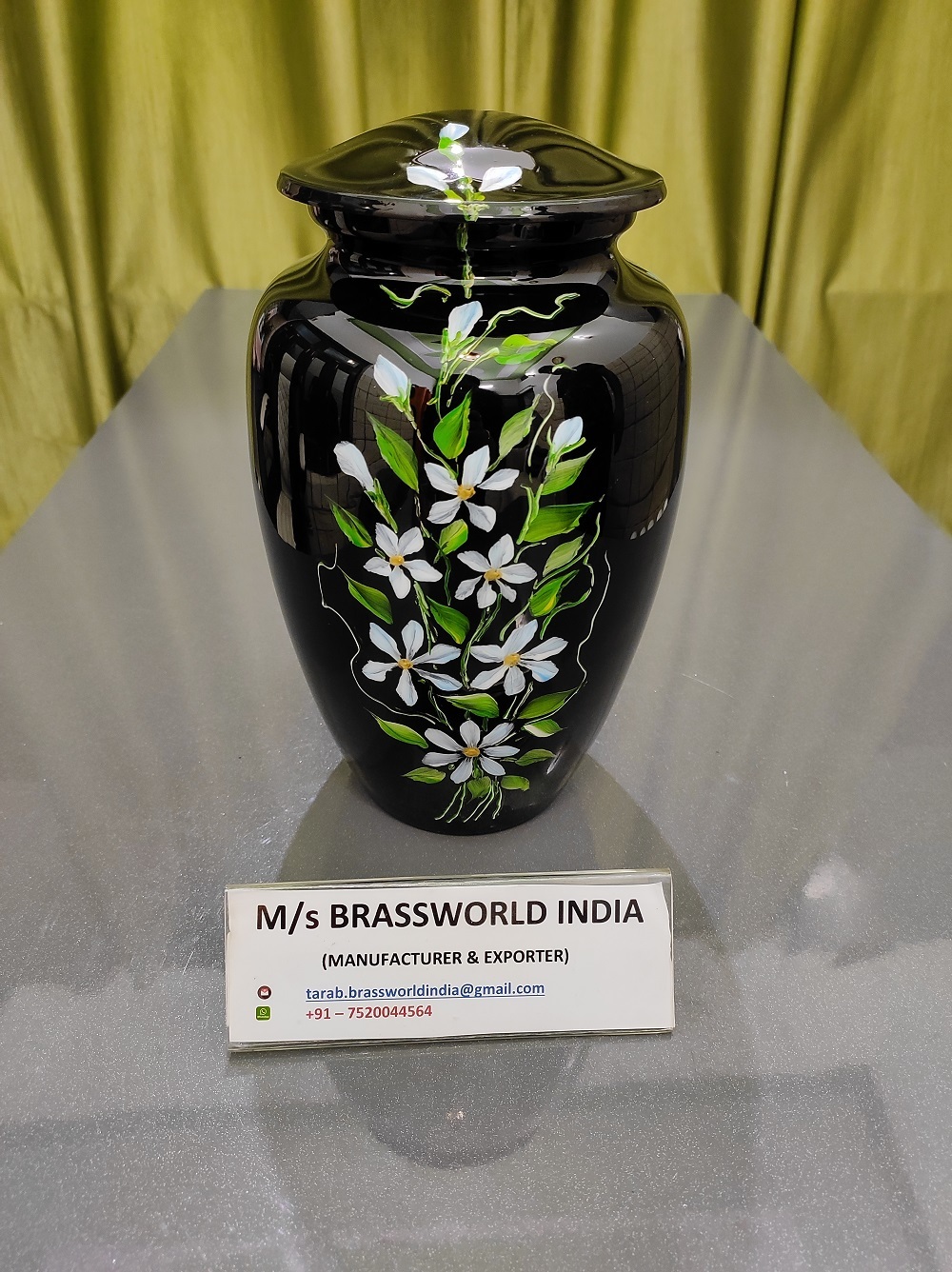 Aluminum Hand Painted Black Classic Urn And Memorial Cremation Urn Funeral Supplies