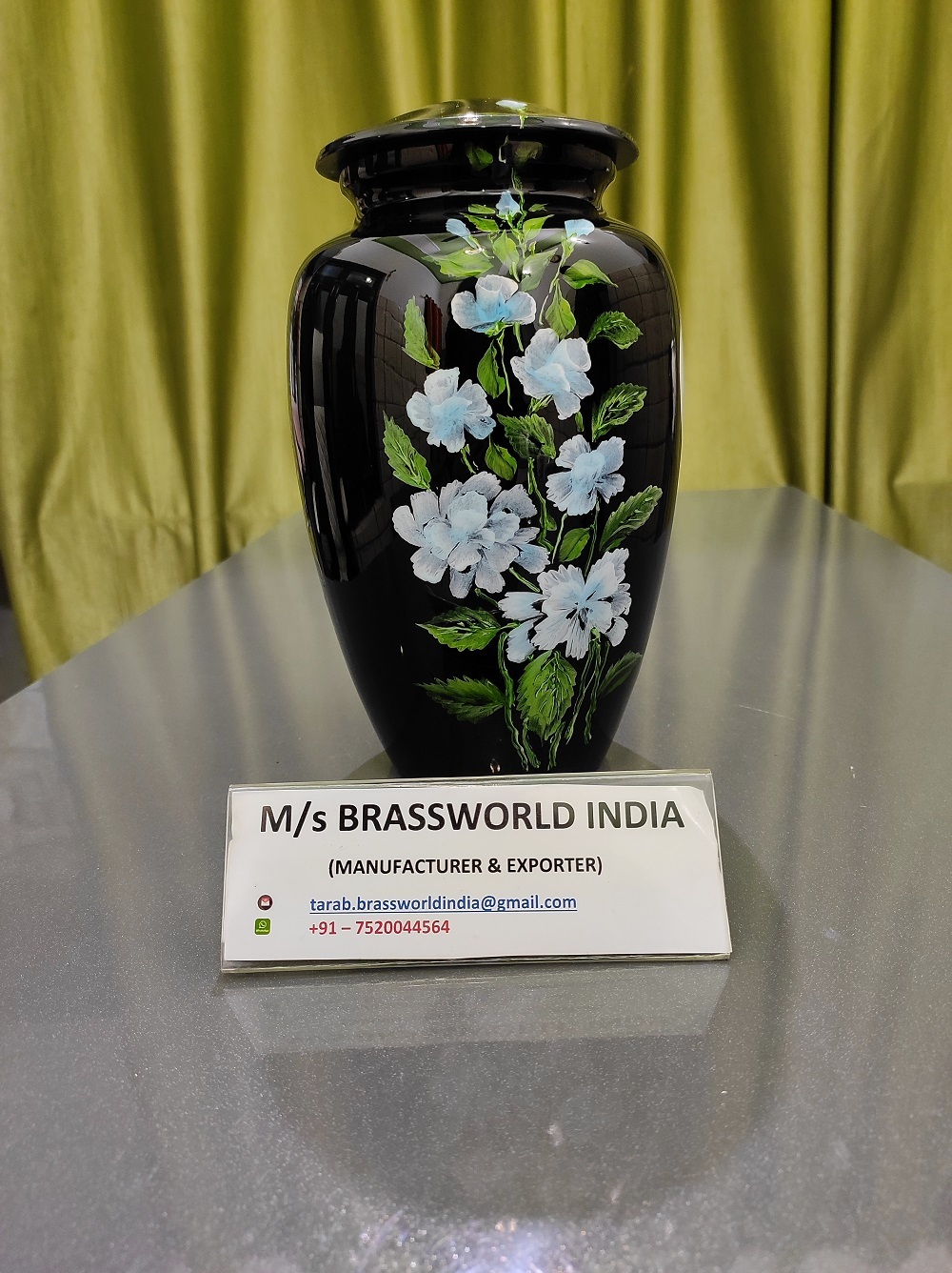 Aluminum Hand Painted Black Classic Urn And Memorial Cremation Urn Funeral Supplies