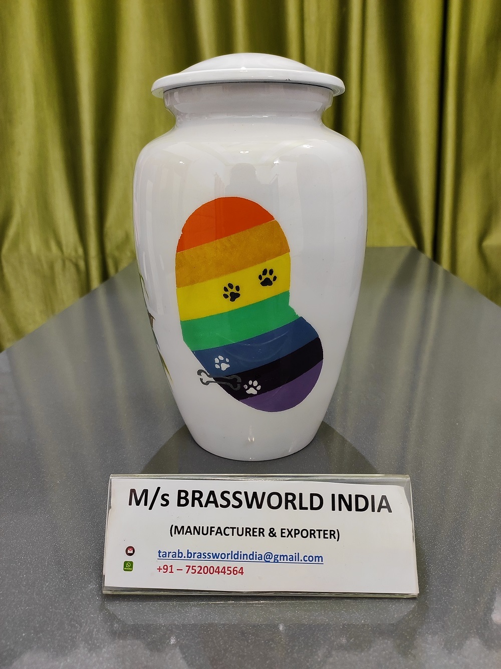 Aluminum Rainbow Colour Hand Painted Pet Cremation Urn Funeral Supplies