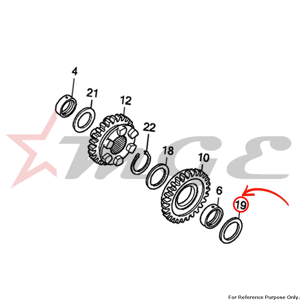 Washer B, Thrust, 20mm For Honda Cbf125 - Reference Part Number - #90454-kps-900, #90454-kwf-900