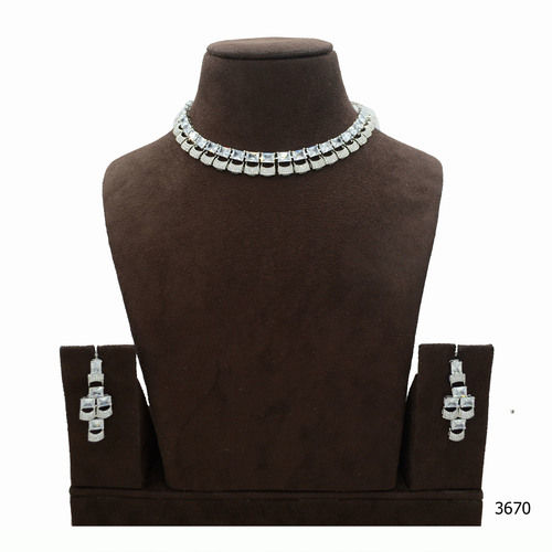 American Diamond Necklace Set With Beautiful American Diamond Work