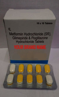 मेटफॉर्मिन हाइड्रोक्लोराइड (एसआर) ग्लिमेपाइराइड पियोग्लिटाज़ोन हाइड्रोक्लोराइड टैबलेट