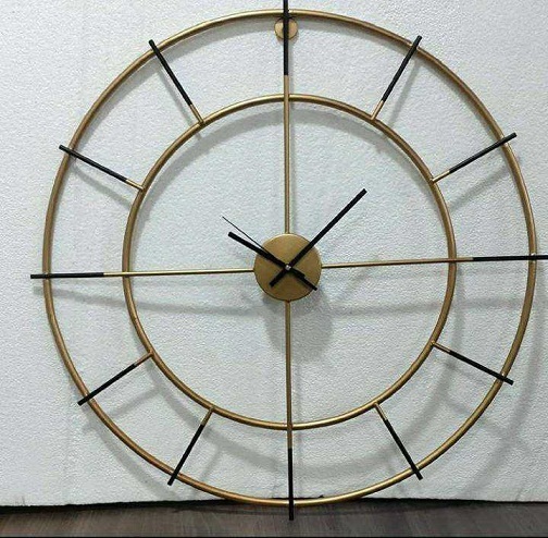 Home Decoration Wall Clock - Metal, 20 Inch Round | Luxurious Gold, Brass, Black, White Design, Customizable For Any Occasion