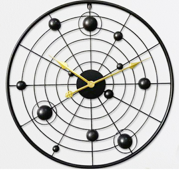Metal Wall Mirror & Clock - 20 Inch Round Shape, Gold & Black Color Options | Customizable Luxury Home Decor For Elegant Style, Perfect Gift For Special Occasions