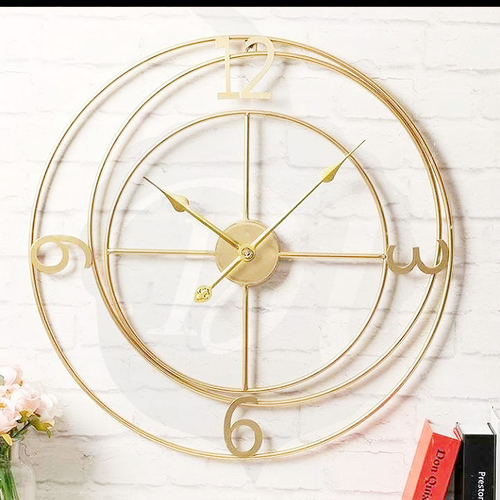 Metal Wall Clock - 20 Inch Round, Elegant Gold & Black Design | Customizable Colors, Perfect for Home Decoration and Gift Giving
