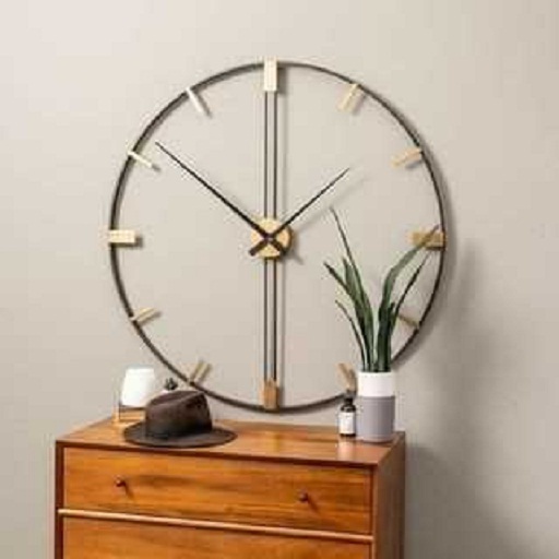 Metal Wall Clock - 20 Inch Round, Elegant Gold & Black Design | Customizable Colors, Perfect For Home Decoration And Gift Giving