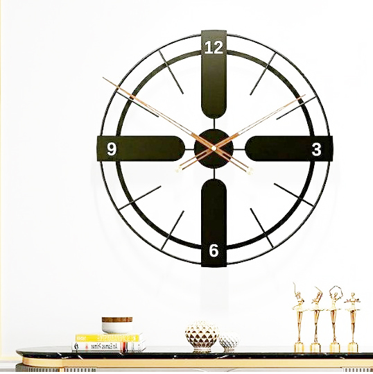 Metal Wall Clock - 20 Inch Round, Elegant Gold & Black Design | Customizable Colors, Perfect For Home Decoration And Gift Giving