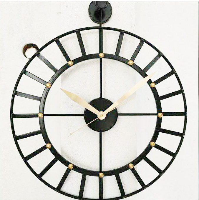 Metal Wall Clock - 20 Inch Round, Elegant Gold & Black Design | Customizable Colors, Perfect For Home Decoration And Gift Giving