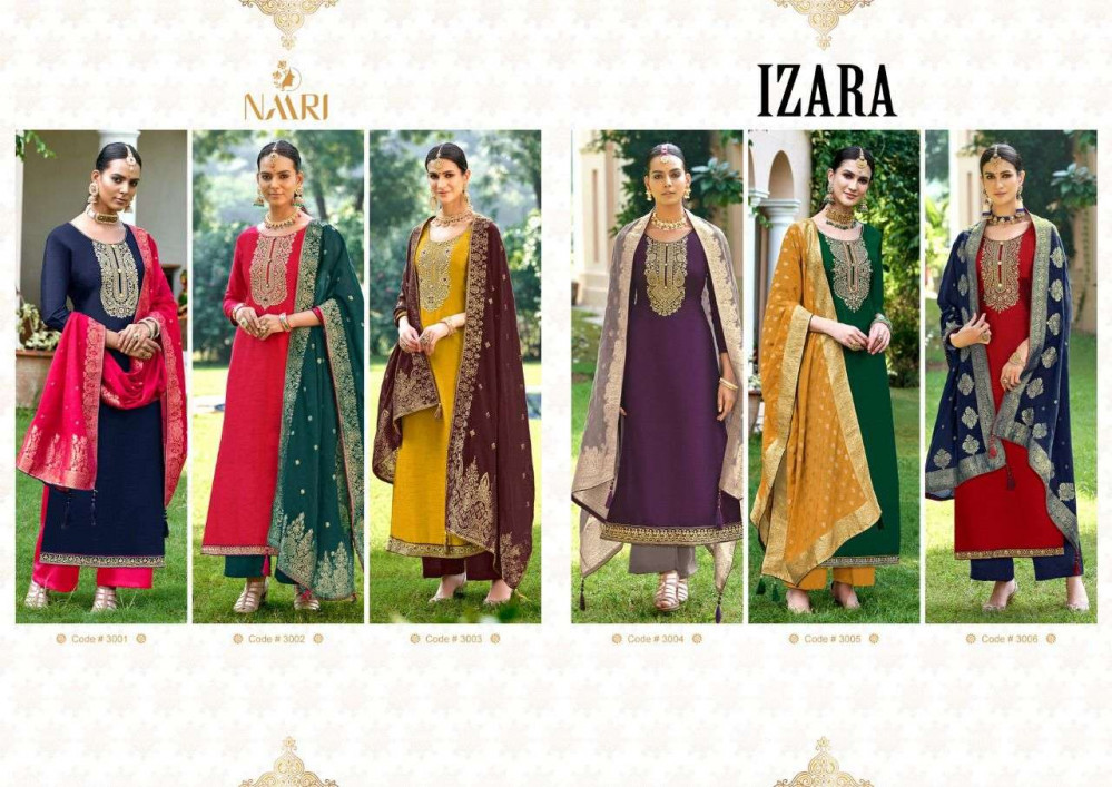 Naari Izara Straight Parampara Silk With Sequance Work Salwar Suits Catalog