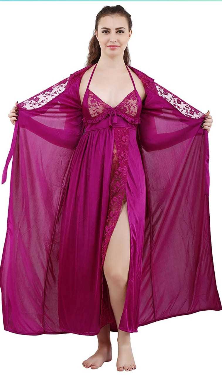 Ladies Nighty - Printed Nightgown, Short Sleeves, Customized Size, Elegant Design For Women
