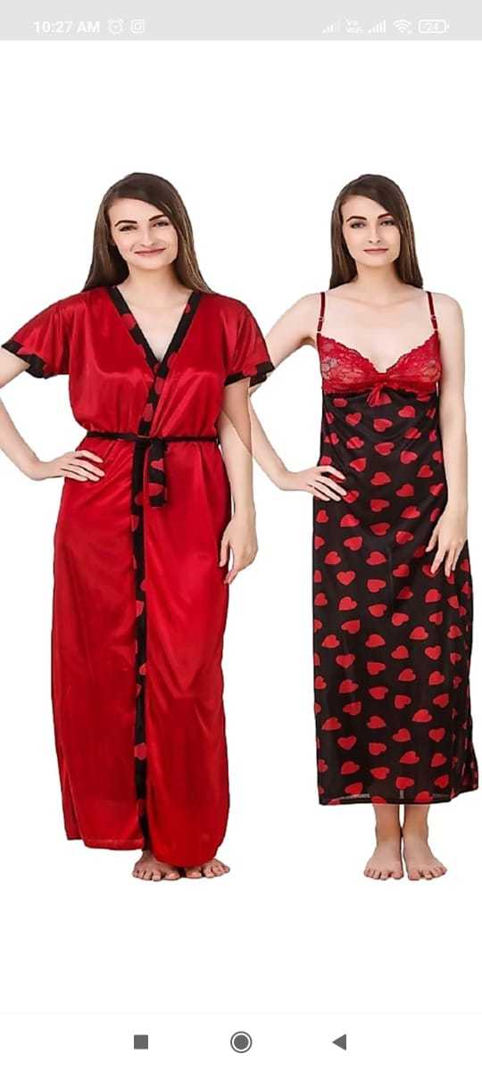 Ladies Nighty - Printed Nightgown, Short Sleeves, Customized Size, Elegant Design For Women