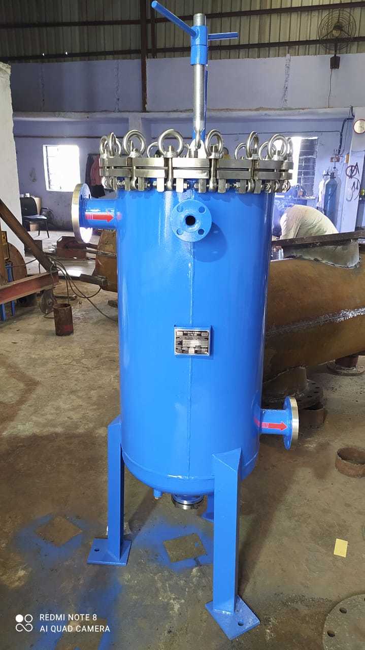 Industrial Basket Filter - Stainless Steel & Carbon Steel, 42cm Diameter X 52cm Length X 45cm Height, Blue | High Dirt Load Capacity, Easy Maintenance, Customizable Flow Direction