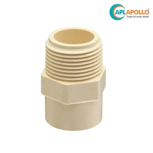 CPVC Male Threaded Adapter - Size 2.5-4 Inches, Yellow Color, Round Shape, Plastic Material