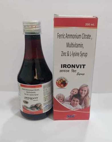 Ironvit Syrup - 200ml Liquid | Ferric Amonium, Protein-Enriched Formula in Carton Packaging