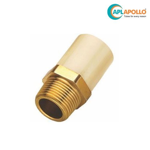 CPVC Male Adaptor - 3/4x1/2" To 1x1" , Round Shape with Brass Inserts and Cream Color