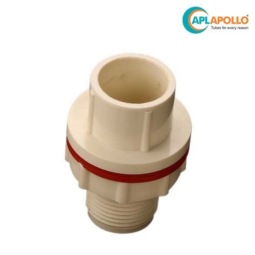 CPVC Tank Connector - 3/4 to 1 Inch Size, Cream Color , Round Shape with Painted Surface Treatment