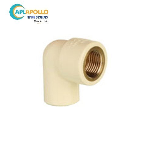 Brass Female Elbow - 3/4 x 1/2 Inch, Cream Color, 90 Degree Angle, Round Shape