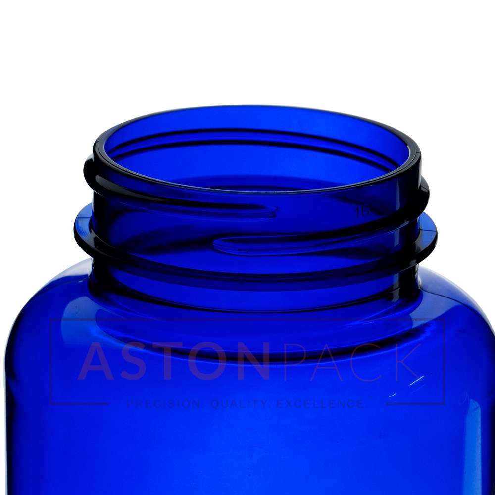 Pet Tablet / Capsule Round Blue Packer Bottle - 250ml , Cobalt Blue, 63.90 Mm Diameter, 111.12 Mm Height, Pharma & Food Grade, 45-400 Neck Finish