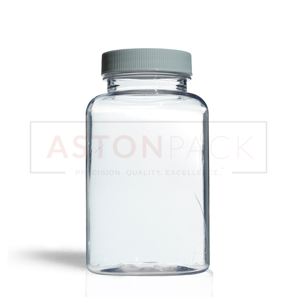 Pet Tablet / Capsule Round Clear Packer Bottle - 250ml, 45-400 Neck Finish, Wider Mouth For Easy Filling, Pharma & Food Grade