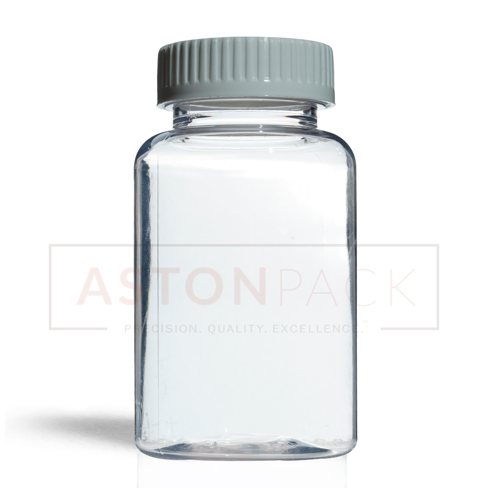 Pet Tablet / Capsule Round Clear Packer Bottle - 250ml, 45-400 Neck Finish, Wider Mouth For Easy Filling, Pharma & Food Grade