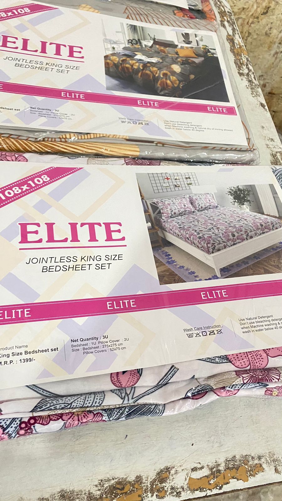 Printed Bedsheet - 100% Cotton King Size (108x108) With 2 Pillow Covers (18x28) | Quick Dry, Solid Color, Jacquard Style, 140 Gsm Heavy Quality