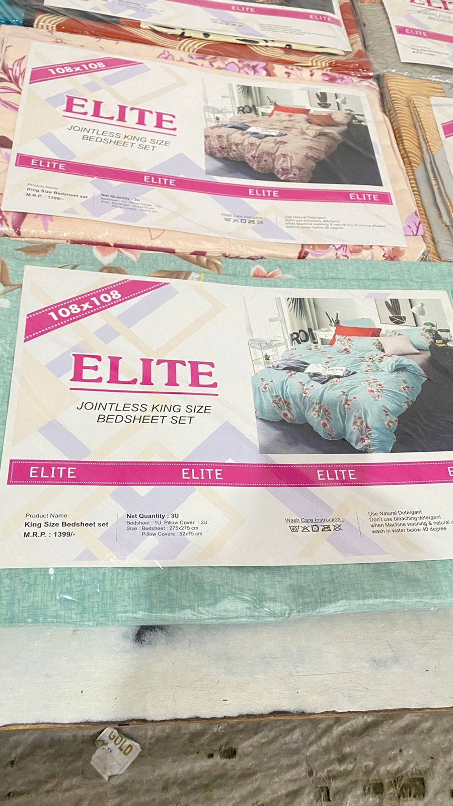 Printed Bedsheet - 100% Cotton King Size (108x108) With 2 Pillow Covers (18x28) | Quick Dry, Solid Color, Jacquard Style, 140 Gsm Heavy Quality