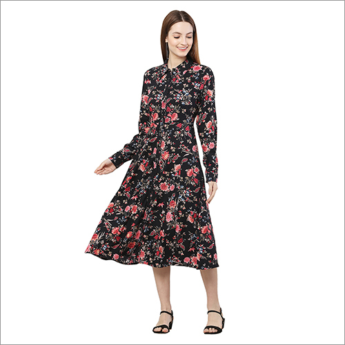 Washable Ladies Rayon Printed Long Dress