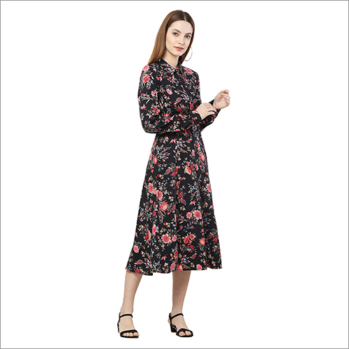 Washable Ladies Rayon Printed Long Dress