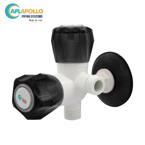 फ्लेंज के साथ व्हाइट-ब्लैक अपोलो स्पार्क 2 वे एंगल वाल्व