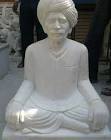 Marble Human Sculpture - Medium Size, Varies in Dimensions | White Marble Carved Human Figure with Traditional Meditation Theme for Decoration