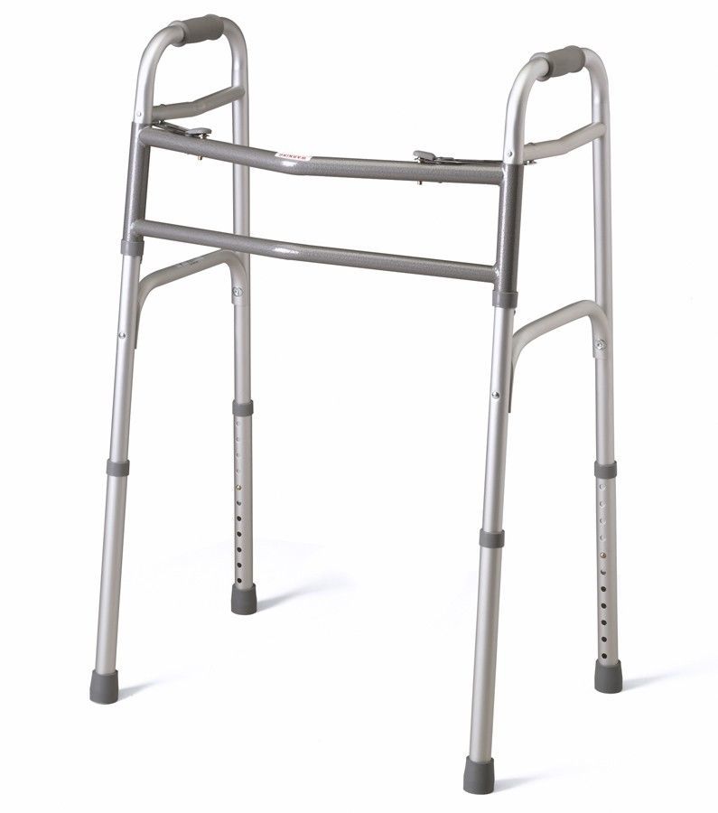 Aluminum Reciprocal Folding Walker - Height Adjustable, Easily Converts Between Reciprocal And Fixed Modes, Stable Wide Base