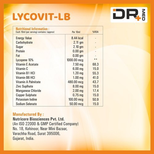 Lycovit-lb Syrup - 5ml Dosage For Adults | Appetite Stimulation And Healthy Metabolism Support