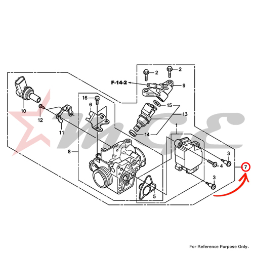 फोटो थ्रॉटल बॉडी अस्सी के अनुसार। (Gqm6A B) होंडा Cbf125 के लिए - संदर्भ भाग संख्या - #16400 -Kwf-942
