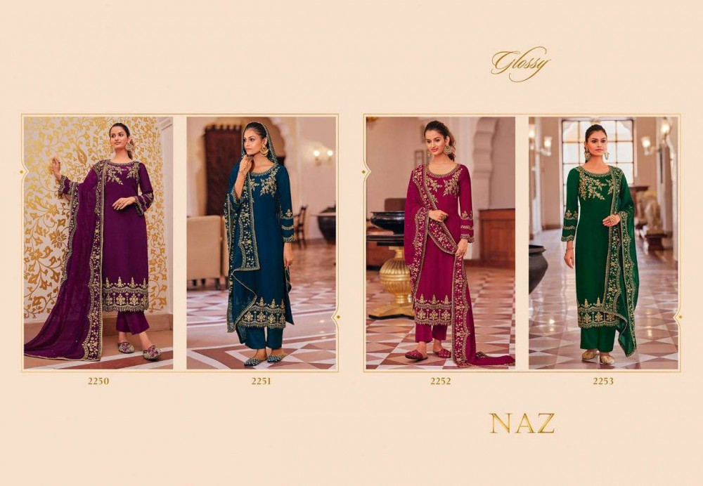 Glossy Naz Blooming Georgette Embroidery Work Suits
