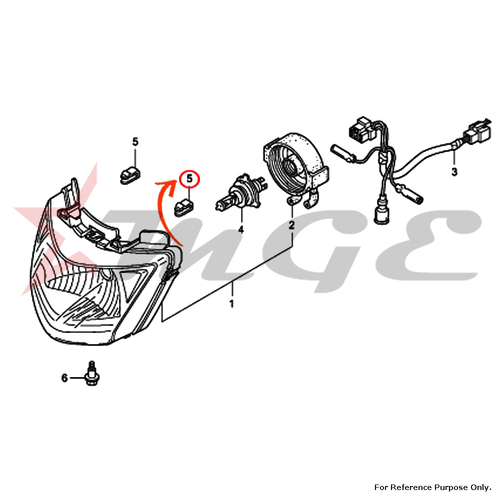 फोटो क्लिप के अनुसार, होंडा Cbf125 के लिए हेडलाइट - संदर्भ भाग संख्या - #53209 -Gah-000